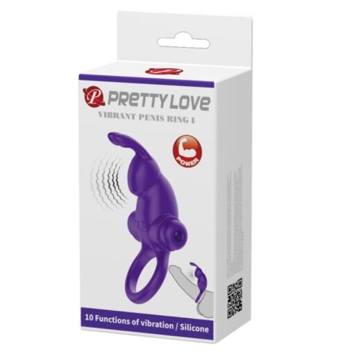 PRETTY LOVE – ANILLO VIBRADOR I CONEJO PARA PENE MORADO - intimamenities.com