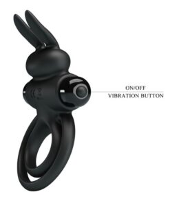 PRETTY LOVE – ANILLO VIBRADOR III CONEJO PARA PENE NEGRO - intimamenities.com