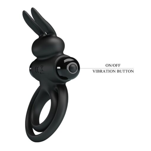 PRETTY LOVE – ANILLO VIBRADOR III CONEJO PARA PENE NEGRO - intimamenities.com