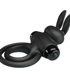 PRETTY LOVE – ANILLO VIBRADOR III CONEJO PARA PENE NEGRO - intimamenities.com