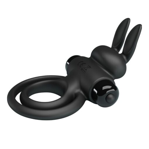 PRETTY LOVE – ANILLO VIBRADOR III CONEJO PARA PENE NEGRO - intimamenities.com