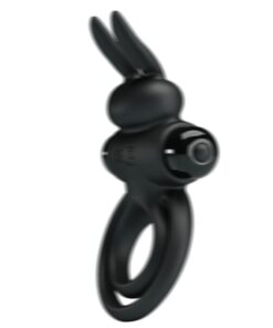 PRETTY LOVE – ANILLO VIBRADOR III CONEJO PARA PENE NEGRO - intimamenities.com