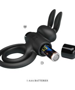 PRETTY LOVE – ANILLO VIBRADOR III CONEJO PARA PENE NEGRO - intimamenities.com