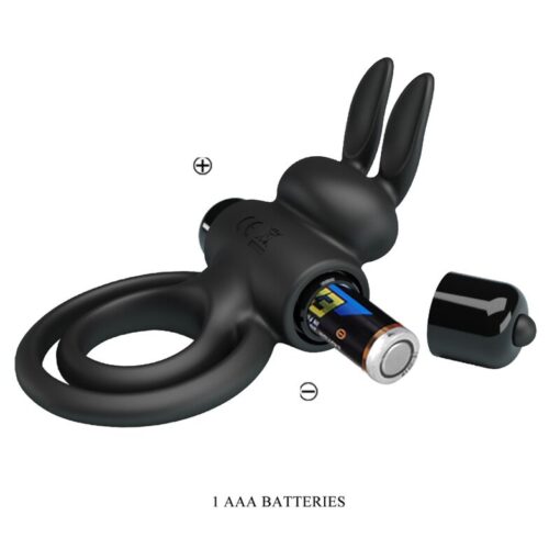 PRETTY LOVE – ANILLO VIBRADOR III CONEJO PARA PENE NEGRO - intimamenities.com