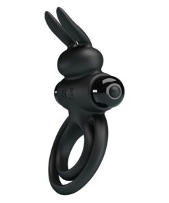 PRETTY LOVE – ANILLO VIBRADOR III CONEJO PARA PENE NEGRO - intimamenities.com