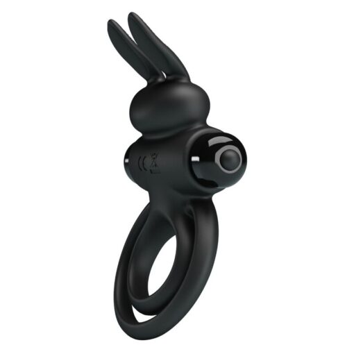 PRETTY LOVE – ANILLO VIBRADOR III CONEJO PARA PENE NEGRO - intimamenities.com