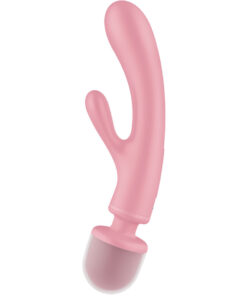 SATISFYER – TRIPLE LOVER MASAJEADOR VIBRADOR RABBIT ROSA - intimamenities.com