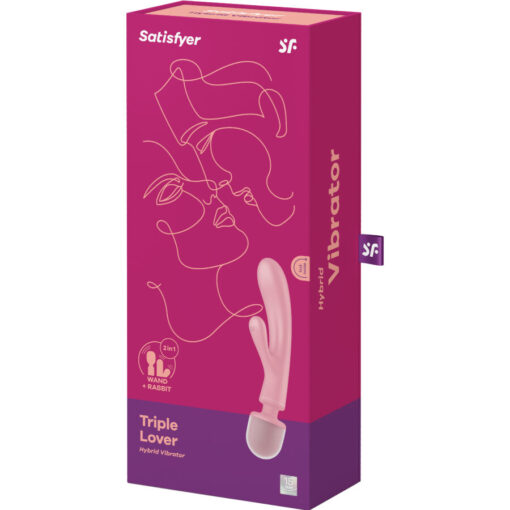 SATISFYER – TRIPLE LOVER MASAJEADOR VIBRADOR RABBIT ROSA - intimamenities.com