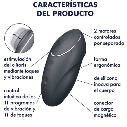 SATISFYER – TAP & CLIMAX 1 VIBRADOR LAY-ON NEGRO - intimamenities.com