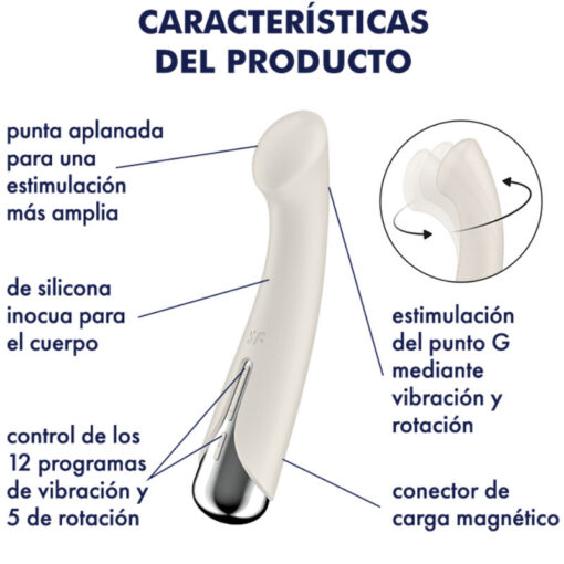 SATISFYER – SPINNING G-SPORT 1 VIBRADOR ROTADOR BEIGE - intimamenities.com