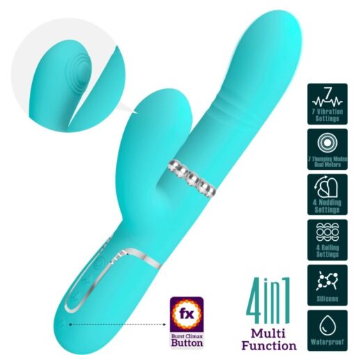 PRETTY LOVE – VIBRADOR PUNTO G MULTIFUNCIÓN VERDE AGUA - intimamenities.com