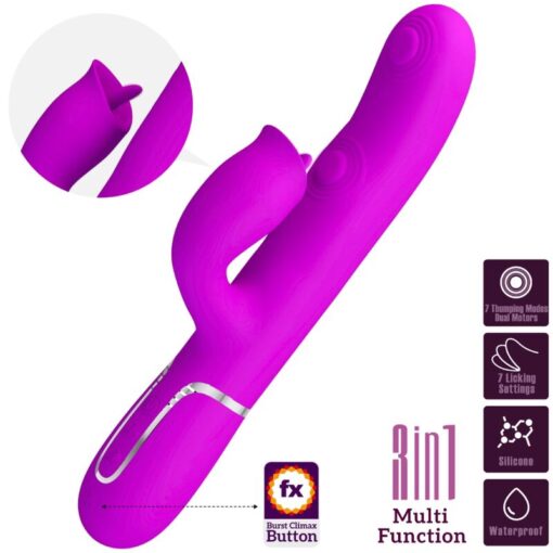 PRETTY LOVE – VIBRADOR RABBIT CON LICKING FUCSIA - intimamenities.com