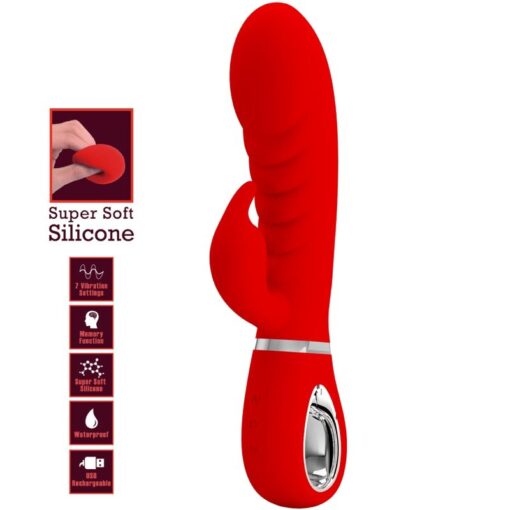 PRETTY LOVE – PRESCOTT VIBRADOR PUNTO G MULTIFUNCIÓN ROJO - intimamenities.com