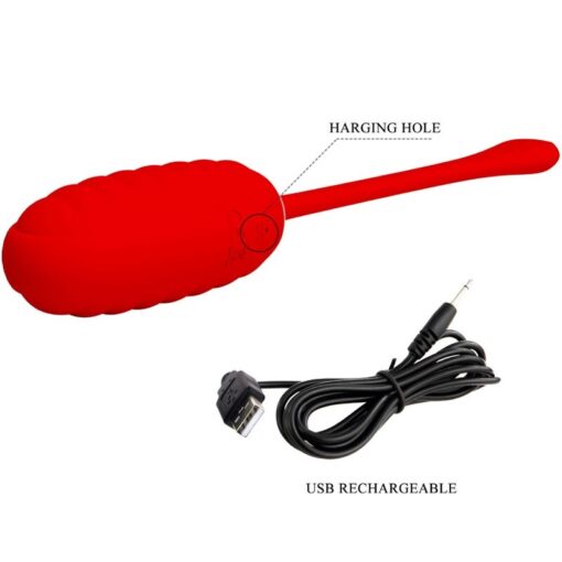 PRETTY LOVE – KIRK HUEVO VIBRADOR RECARGABLE ROJO - intimamenities.com