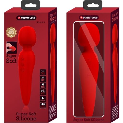 PRETTY LOVE – MEREDITH MASAJEADOR 12 MODOS VIBRACIÓN ROJO - intimamenities.com
