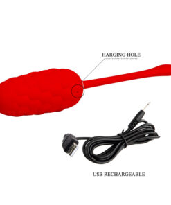 PRETTY LOVE – HUEVO VIBRADOR CON TEXTURA MARINA RECARGABLE ROJO - intimamenities.com