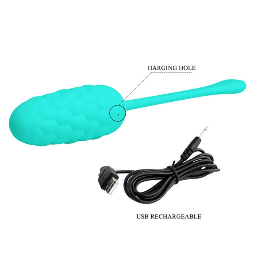 PRETTY LOVE – HUEVO VIBRADOR CON TEXTURA MARINA RECARGABLE VERDE AGUA - intimamenities.com