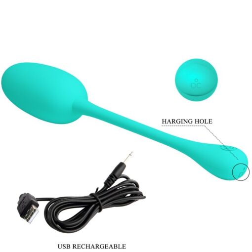 PRETTY LOVE – KNUCKER HUEVO VIBRADOR RECARGABLE VERDE AGUA - intimamenities.com