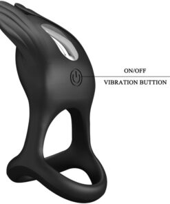 PRETTY LOVE – SILAS ANILLO VIBRADOR 7 VIBRACIONES SILICONA NEGRO - intimamenities.com