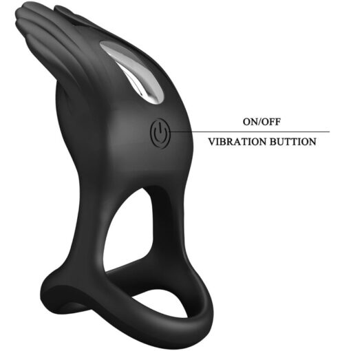 PRETTY LOVE – SILAS ANILLO VIBRADOR 7 VIBRACIONES SILICONA NEGRO - intimamenities.com
