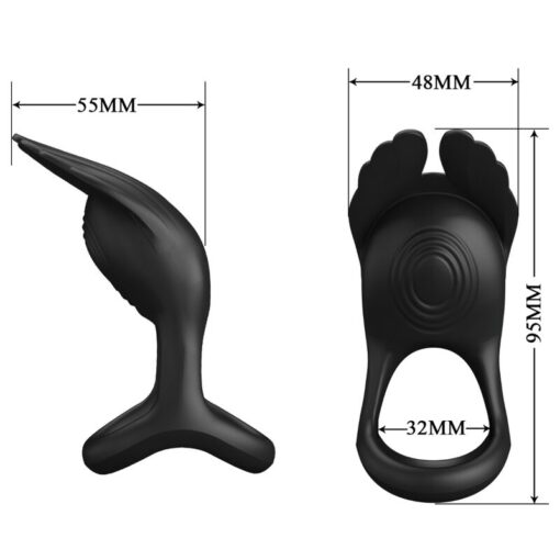 PRETTY LOVE – SILAS ANILLO VIBRADOR 7 VIBRACIONES SILICONA NEGRO - intimamenities.com