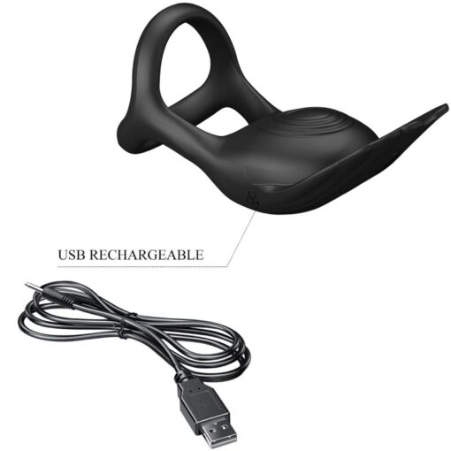 PRETTY LOVE – SILAS ANILLO VIBRADOR 7 VIBRACIONES SILICONA NEGRO - intimamenities.com