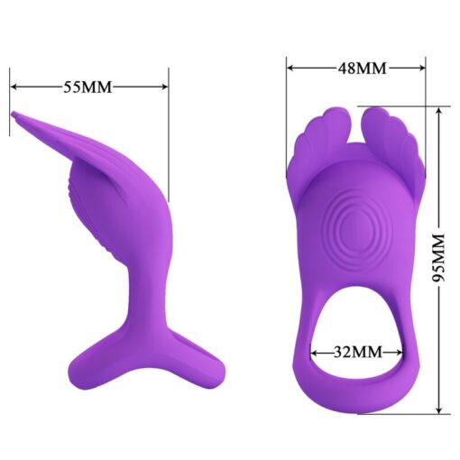PRETTY LOVE – SILAS ANILLO VIBRADOR 7 VIBRACIONES SILICONA LILA - intimamenities.com