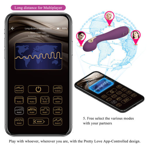 PRETTY LOVE – HECTOR VIBRADOR ELECTROSHOCK POR CONTROL POR APP LILA - intimamenities.com