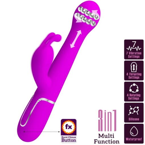 PRETTY LOVE – DEJON VIBRADOR RABBIT 3 EN 1 MULTIFUNCIÓN VIOLETA - intimamenities.com