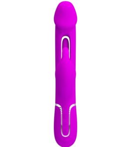 PRETTY LOVE – KAMPAS VIBRADOR RABBIT 3 EN 1 MULTIFUNCIÓN CON LENGUA FUCSIA - intimamenities.com