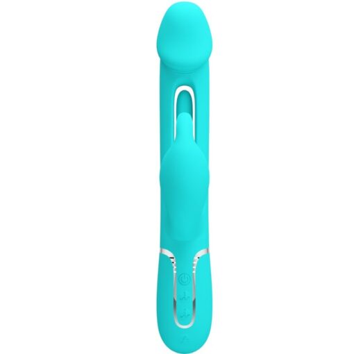 PRETTY LOVE – KAMPAS VIBRADOR RABBIT 3 EN 1 MULTIFUNCIÓN CON LENGUA VERDE AGUA - intimamenities.com