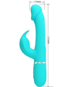 PRETTY LOVE – KAMPAS VIBRADOR RABBIT 3 EN 1 MULTIFUNCIÓN CON LENGUA VERDE AGUA - intimamenities.com
