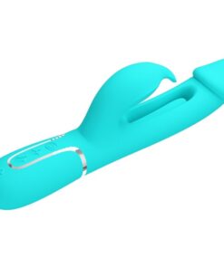 PRETTY LOVE – KAMPAS VIBRADOR RABBIT 3 EN 1 MULTIFUNCIÓN CON LENGUA VERDE AGUA - intimamenities.com