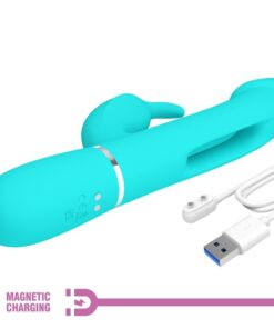 PRETTY LOVE – KAMPAS VIBRADOR RABBIT 3 EN 1 MULTIFUNCIÓN CON LENGUA VERDE AGUA - intimamenities.com