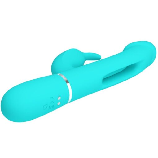 PRETTY LOVE – KAMPAS VIBRADOR RABBIT 3 EN 1 MULTIFUNCIÓN CON LENGUA VERDE AGUA - intimamenities.com