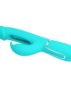 PRETTY LOVE – KAMPAS VIBRADOR RABBIT 3 EN 1 MULTIFUNCIÓN CON LENGUA VERDE AGUA - intimamenities.com