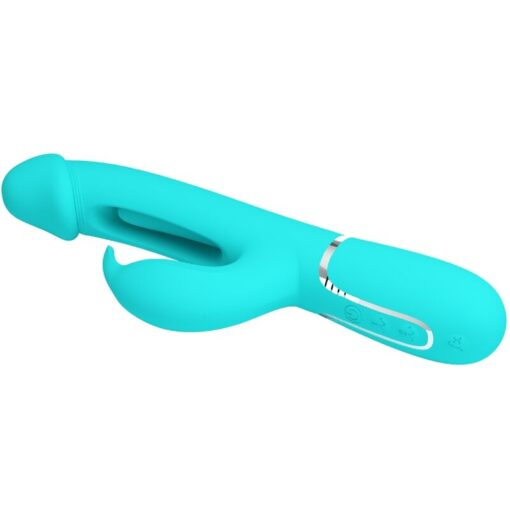 PRETTY LOVE – KAMPAS VIBRADOR RABBIT 3 EN 1 MULTIFUNCIÓN CON LENGUA VERDE AGUA - intimamenities.com