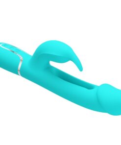 PRETTY LOVE – KAMPAS VIBRADOR RABBIT 3 EN 1 MULTIFUNCIÓN CON LENGUA VERDE AGUA - intimamenities.com