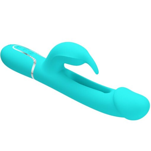 PRETTY LOVE – KAMPAS VIBRADOR RABBIT 3 EN 1 MULTIFUNCIÓN CON LENGUA VERDE AGUA - intimamenities.com