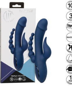 CALEXOTICS – VIBRADOR TRIPLE ORGASM AZUL - intimamenities.com