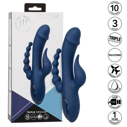 CALEXOTICS – VIBRADOR TRIPLE ORGASM AZUL - intimamenities.com