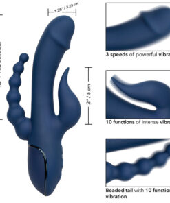 CALEXOTICS – VIBRADOR TRIPLE ORGASM AZUL - intimamenities.com