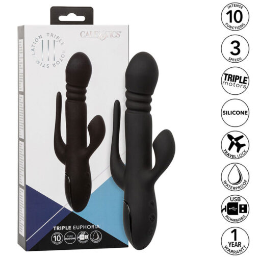 CALEXOTICS – VIBRADOR TRIPLE EUPHORIA NEGRO - intimamenities.com