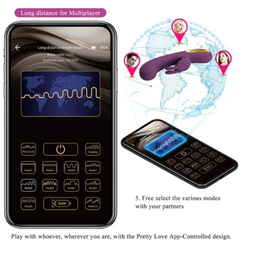 PRETTY LOVE – LIAM VIBRADOR RABBIT & PUNTO G CONTROLADO POR APP LILA - intimamenities.com