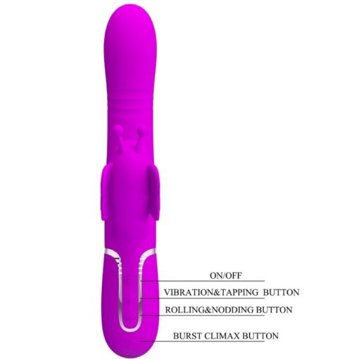 PRETTY LOVE – VIBRADOR RABBIT MULTIFUNCIÓN 4 EN 1 MARIPOSA FUCSIA - intimamenities.com