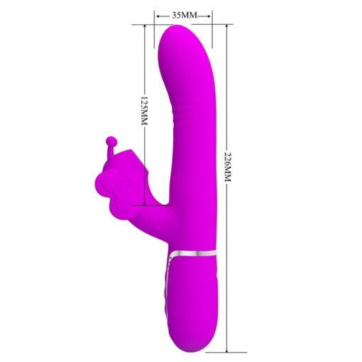 PRETTY LOVE – VIBRADOR RABBIT MULTIFUNCIÓN 4 EN 1 MARIPOSA FUCSIA - intimamenities.com