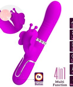 PRETTY LOVE – VIBRADOR RABBIT MULTIFUNCIÓN 4 EN 1 MARIPOSA FUCSIA - intimamenities.com