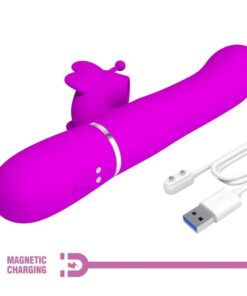 PRETTY LOVE – VIBRADOR RABBIT MULTIFUNCIÓN 4 EN 1 MARIPOSA FUCSIA - intimamenities.com