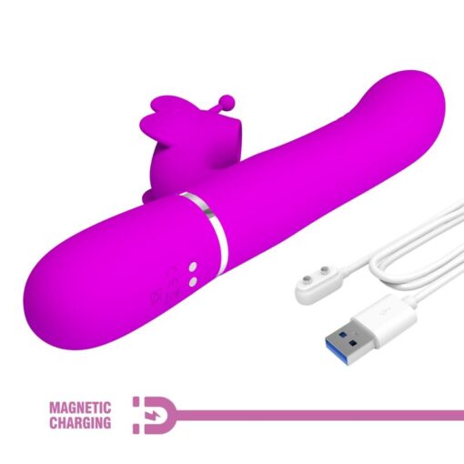 PRETTY LOVE – VIBRADOR RABBIT MULTIFUNCIÓN 4 EN 1 MARIPOSA FUCSIA - intimamenities.com