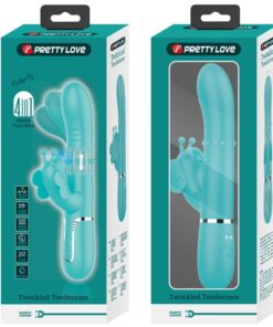 PRETTY LOVE – VIBRADOR RABBIT MULTIFUNCIÓN 4 EN 1 MARIPOSA VERDE AGUA - intimamenities.com
